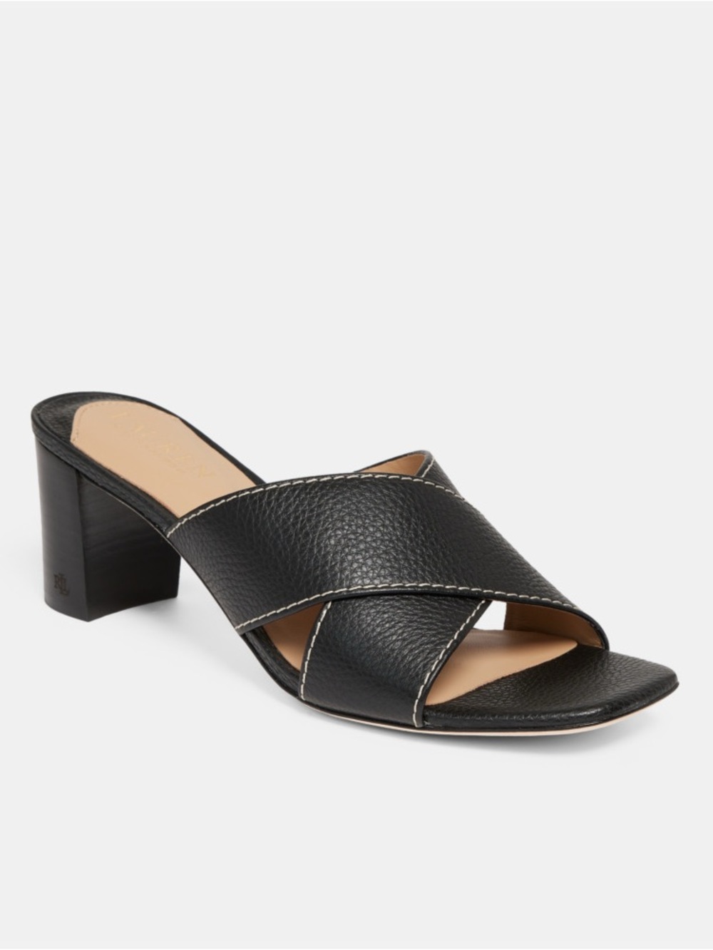 Lauren Ralph Lauren Women's Freddi Tumbled Leather Sandals In Black Size 7B